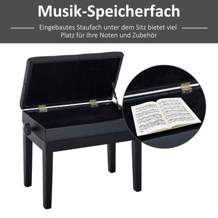 Adjustable piano bench with storage space, 54.5x33x48-58 cm