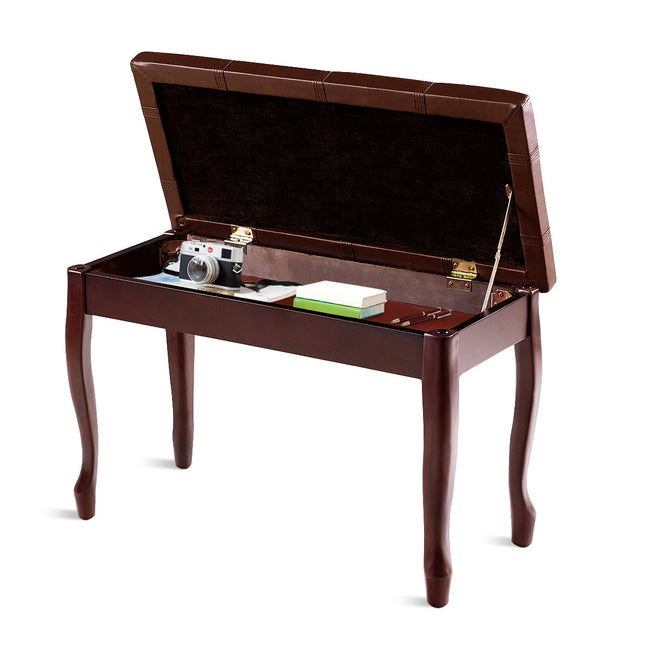 Piano Bench with Storage, Solid Wood, 75x35x49 cm, Brown