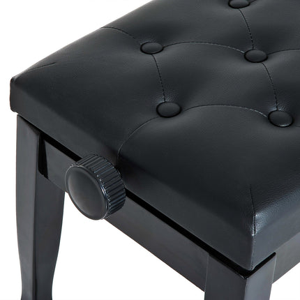 Height-adjustable piano bench, solid wood, artificial leather