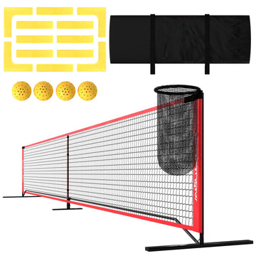 Portable 6.7m pickleball net set with court markers