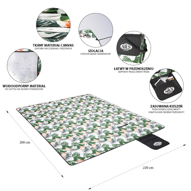 Picnic Mat 220x200 cm, Waterproof, Foldable