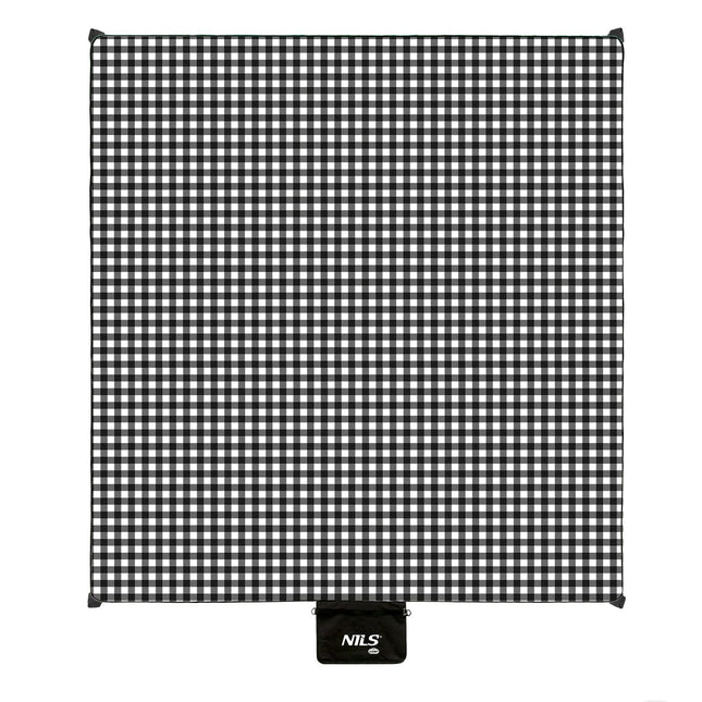 Picnic Mat, White-Black, 200x200 cm, PE + Aluminum