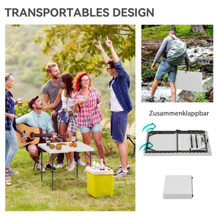 Adjustable folding picnic table, plastic & metal, white
