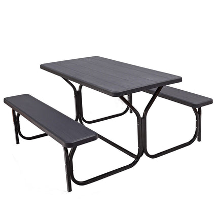 Picnic Table With 2 Benches, HDPE Top, Seats 4