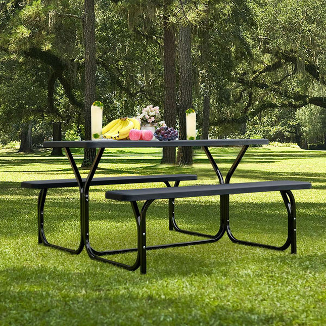 Picnic Table With 2 Benches, HDPE Top, Seats 4