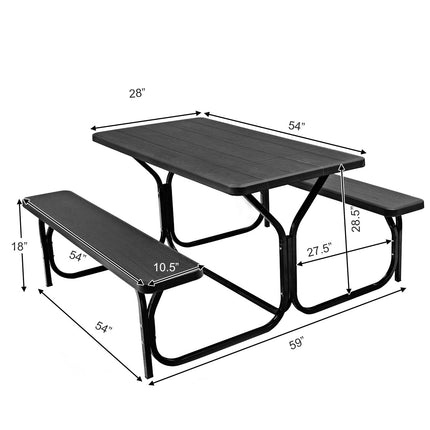 Picnic Table With 2 Benches, HDPE Top, Seats 4