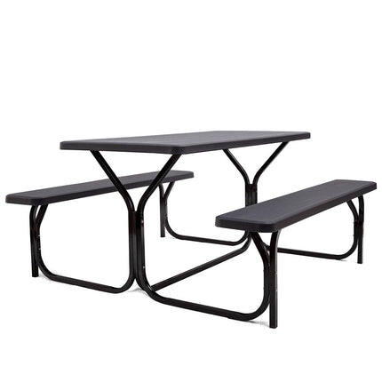 Picnic Table With 2 Benches, HDPE Top, Seats 4