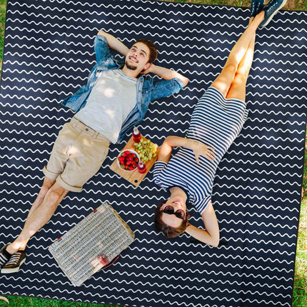 Picnic blanket 200 x 200 cm wave pattern