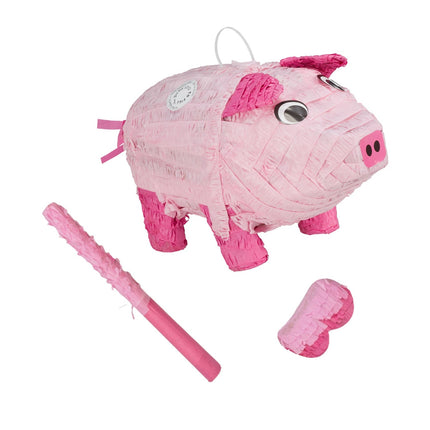 Pig Piñata Set with Bat and Mask – Party Fun