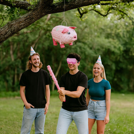 Pig Piñata Set with Bat and Mask – Party Fun