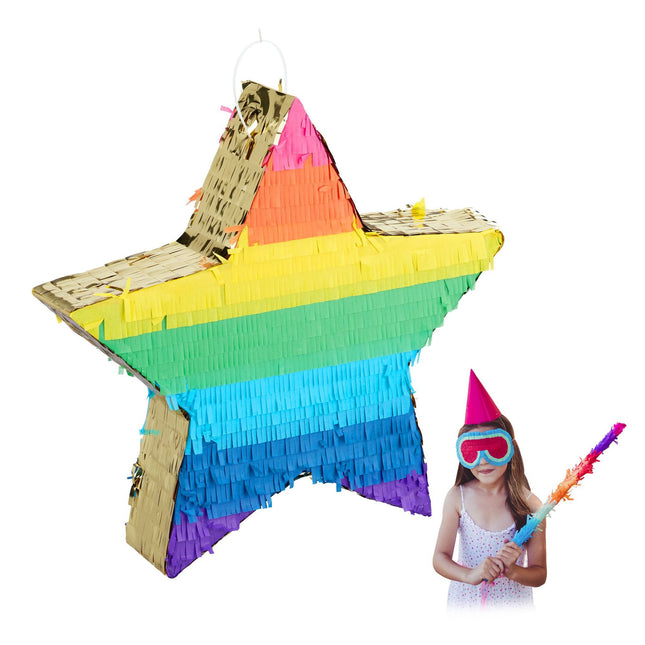 Pinata star colorful/gold