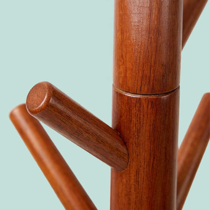 Pine Coat Stand, 8 Hooks, Dark Brown, Adjustable Height