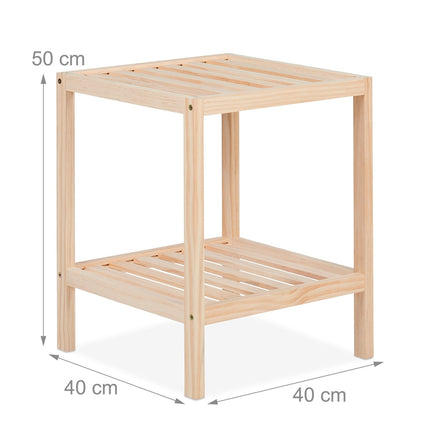 Pine Wood Coffee Table with Two Shelves