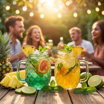 Pineapple Glasses with Lids and Straws, Set of 4