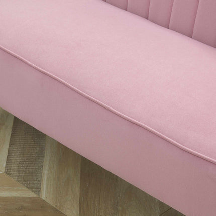 Pink 2-Seater Fabric Sofa with Wood Legs
