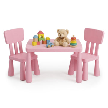 Pink 3-Piece Children's Table and Chair Set, Plastic