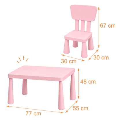 Pink 3-Piece Children's Table and Chair Set, Plastic