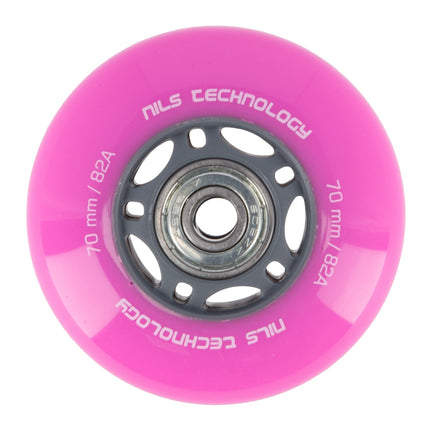 Pink 70x24 82A Wheels (4) + ABEC-7 Bearings (8) Set