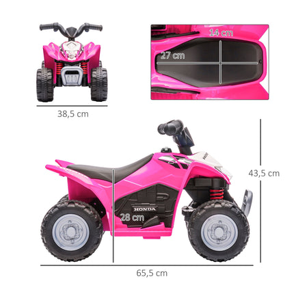 Pink Electric Kids Quad with LED Light, Horn, Wide Tires