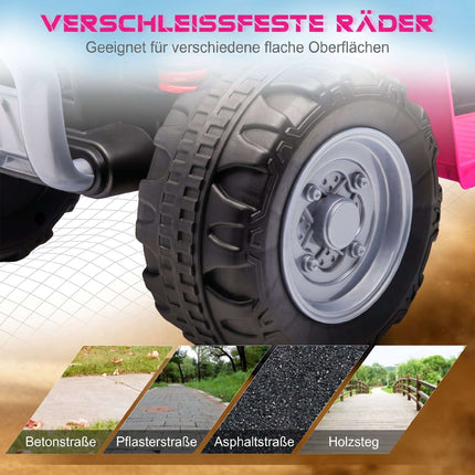 Pink Electric Kids Quad with LED Light, Horn, Wide Tires
