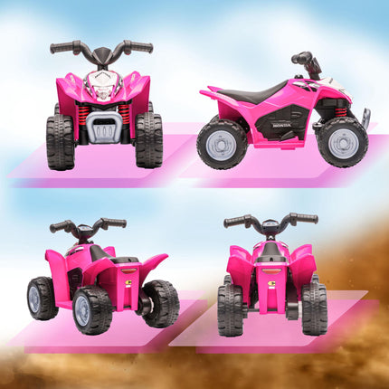 Pink Electric Kids Quad with LED Light, Horn, Wide Tires