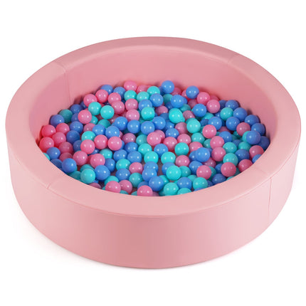Pink Foam Ball Pit with 200 Ocean Balls, Washable Cover