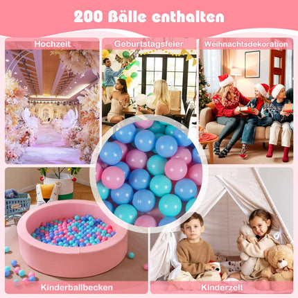 Pink Foam Ball Pit with 200 Ocean Balls, Washable Cover