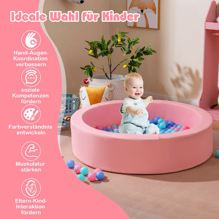 Pink Foam Ball Pit with 200 Ocean Balls, Washable Cover