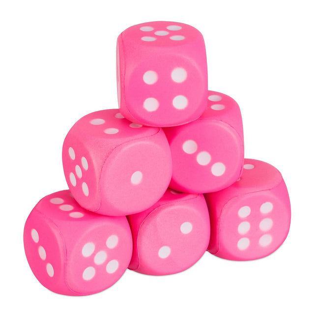 Pink Foam Dice Set – 6 Soft Number Cubes for Kids