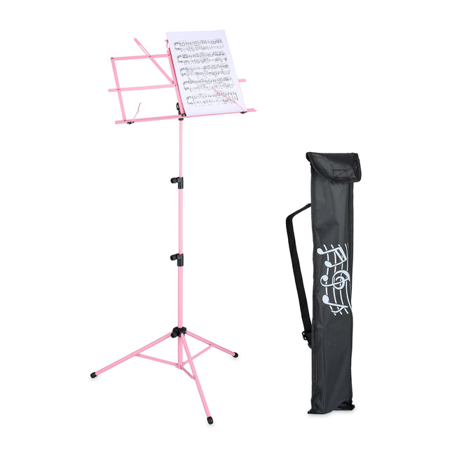 Pink Folding Metal Music Stand with Adjustable Height