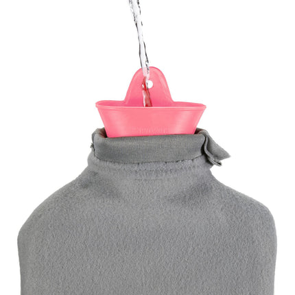 Pink Hot Water Bottle with Cover, 2L Capacity