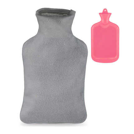 Pink Hot Water Bottle with Cover, 2L Capacity