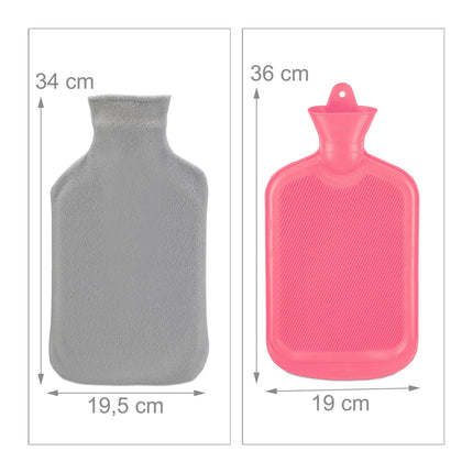 Pink Hot Water Bottle with Cover, 2L Capacity