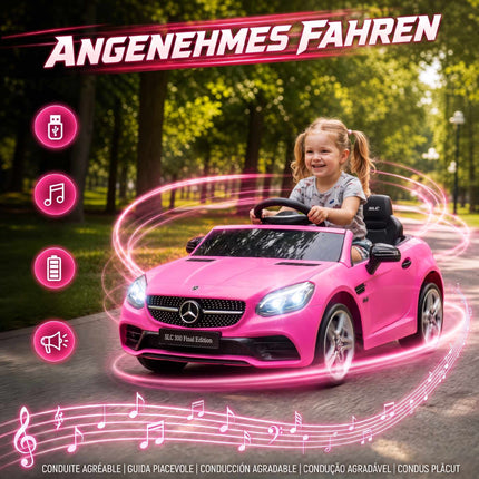 Pink Kids Electric Car with LED Lights & Music, 3-5 km/h