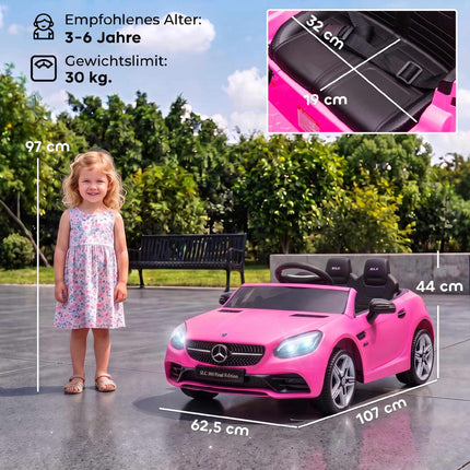 Pink Kids Electric Car with LED Lights & Music, 3-5 km/h