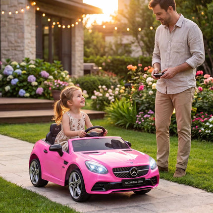 Pink Kids Electric Car with LED Lights & Music, 3-5 km/h