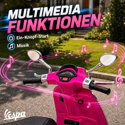 Pink Kids Electric Vespa Motorcycle with Music & Lights