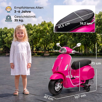 Pink Kids Electric Vespa Motorcycle with Music & Lights