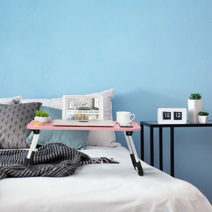 Pink Lapdesk with Tablet & Cup Holder – Foldable Bed Tray
