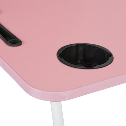 Pink Lapdesk with Tablet & Cup Holder – Foldable Bed Tray