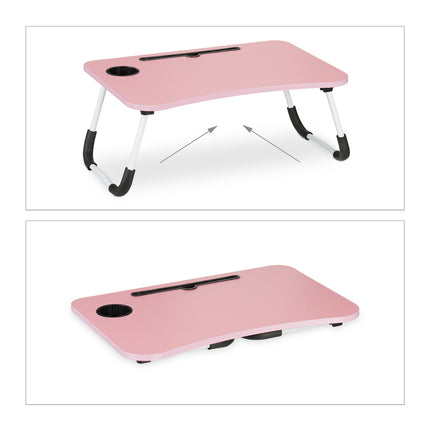 Pink Lapdesk with Tablet & Cup Holder – Foldable Bed Tray