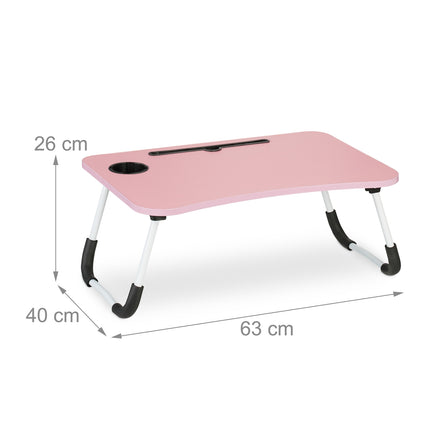 Pink Lapdesk with Tablet & Cup Holder – Foldable Bed Tray