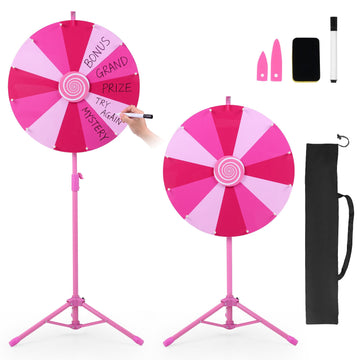 Pink Prize Wheel with 12 Sections & Adjustable Tripod Stand