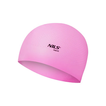 Pink Silicone Swimming Cap, Solid Color, Dots Design