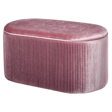 Pink velvet upholstered storage bench - French style, 81x40x41cm