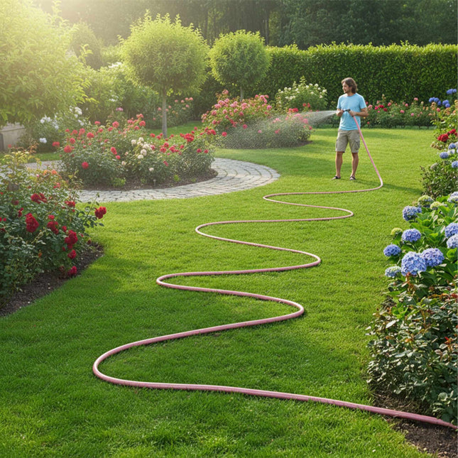 Pink Weatherproof Garden Hose, UV-Resistant, 1/2-Inch