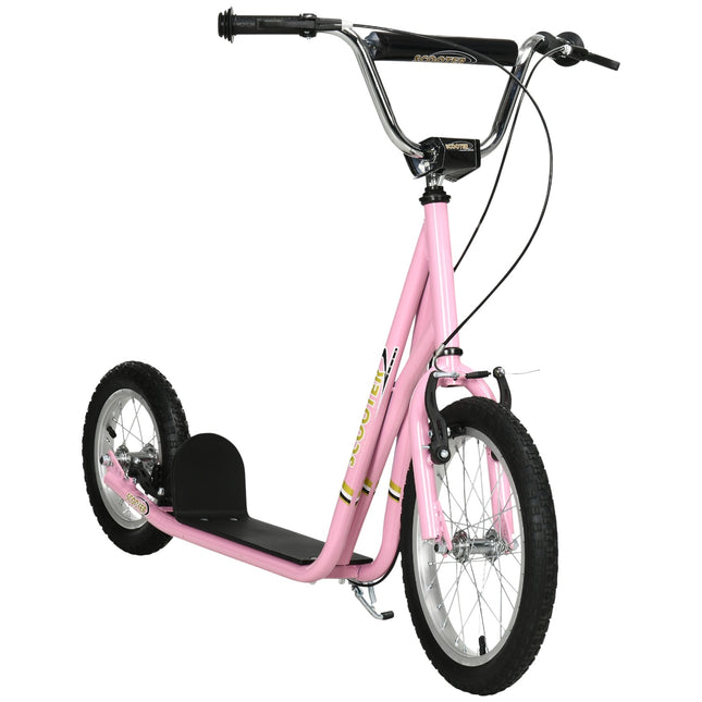 Pink children's scooter with brakes, adjustable height