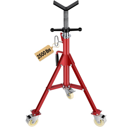 Pipe Jack Stand, V-Head, 20–37 In, 2500 LB, Casters