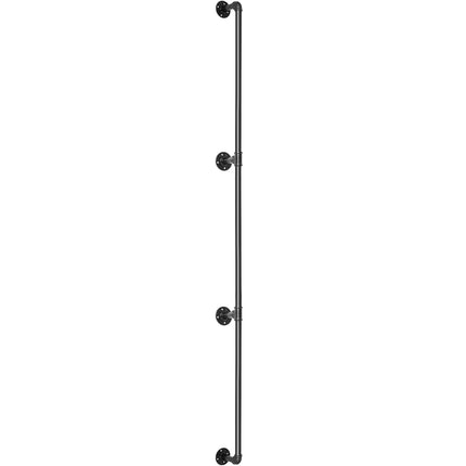 Pipe Stair Handrail Kit, 10 Ft, Wall-Mount, Black