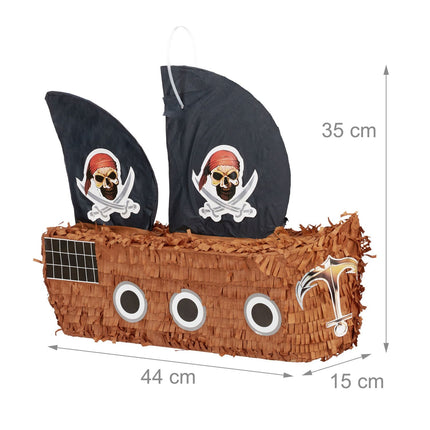 Pirate Ship Piñata Set with Bat and Mask